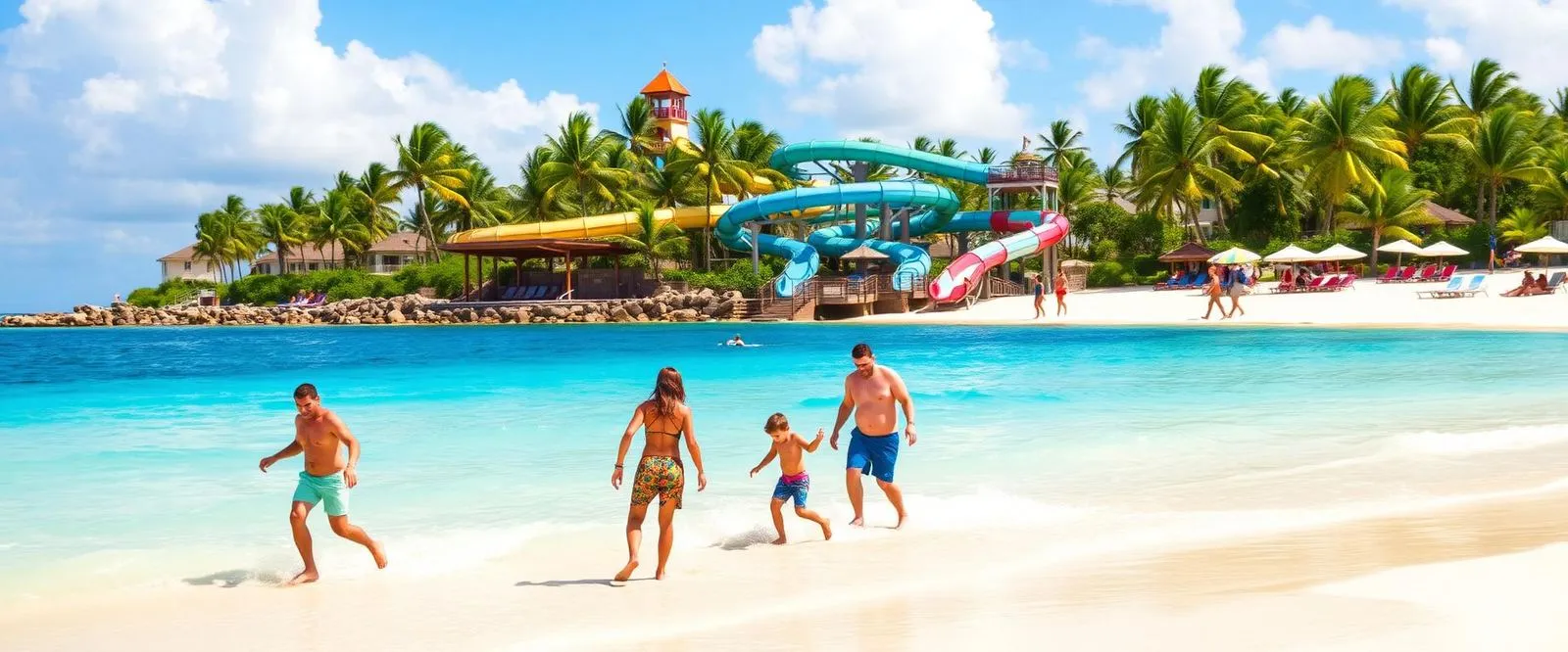 Family-friendly Beaches all-inclusive Caribbean resort with waterpark slides and turquoise ocean