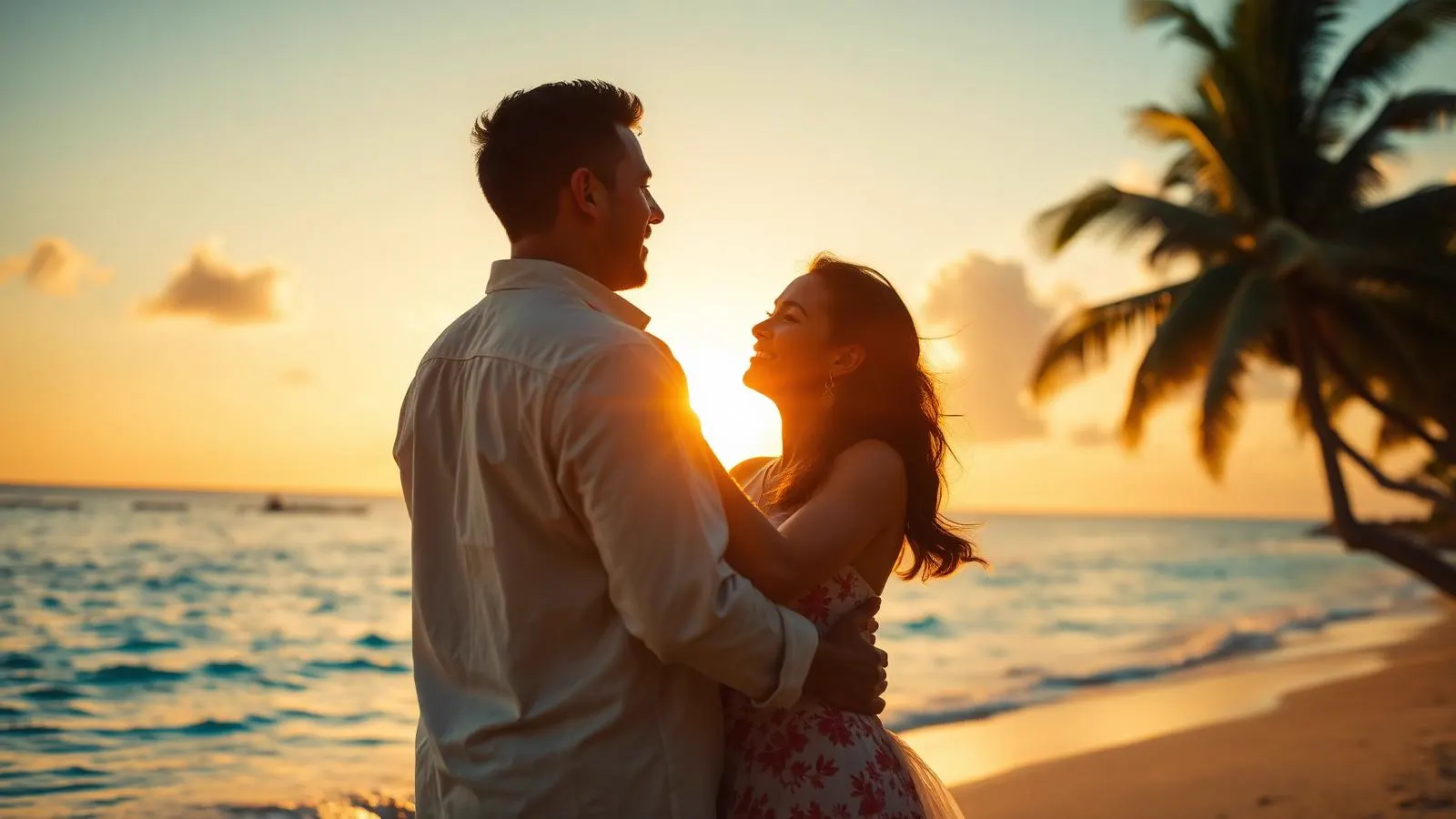 Couple on a tropical beach honeymoon at sunset — best honeymoon destinations 2026